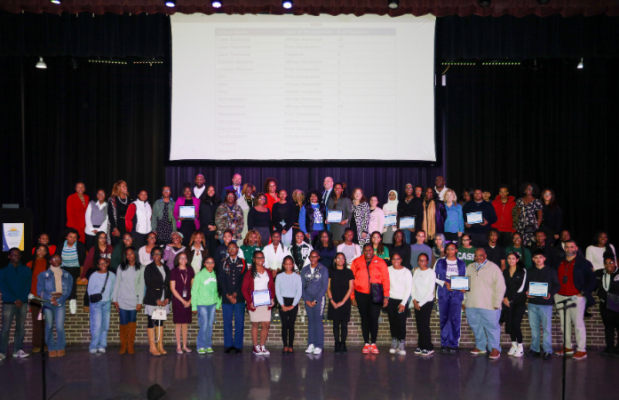  National College Board Student Awardees on stage at the board meeting
